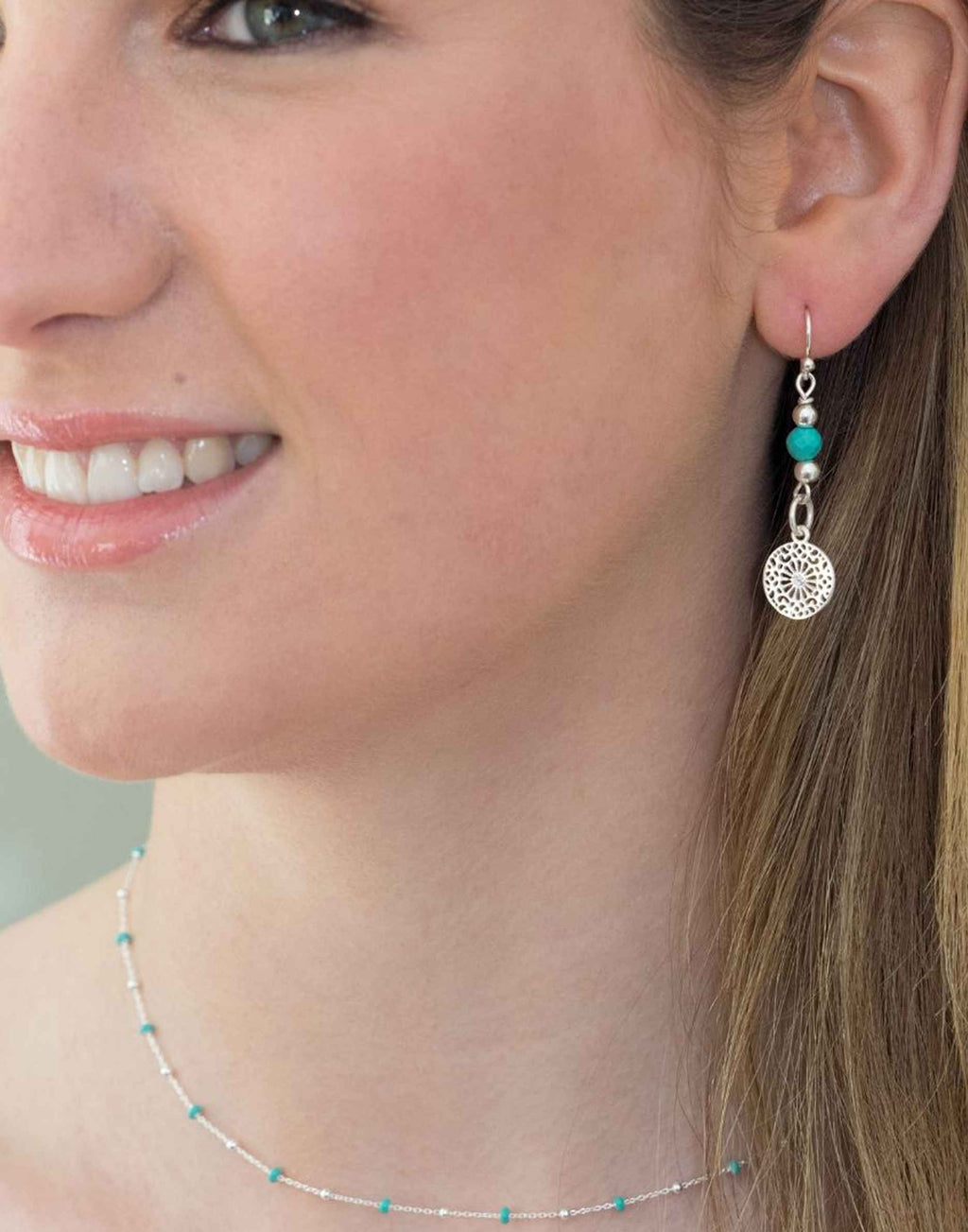 Silver Light Turquoise Enamel Necklace