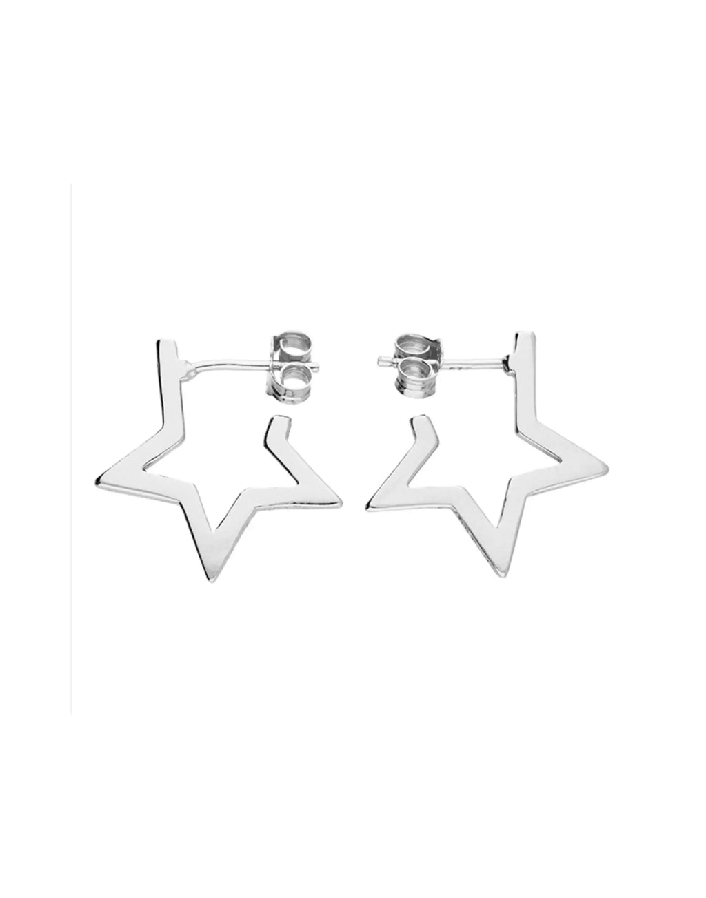 Silver Star Hoop Earrings