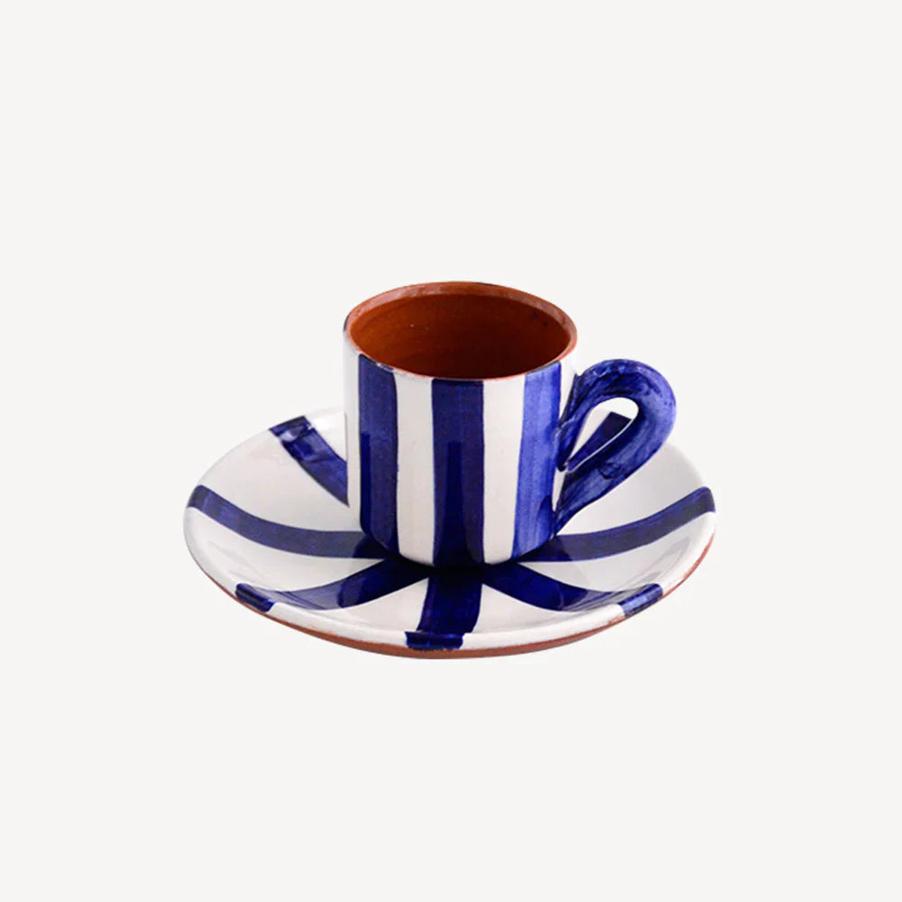 Striped Espresso Cup & Saucer
