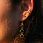 Acer Ear Stud in Gold with Garnet