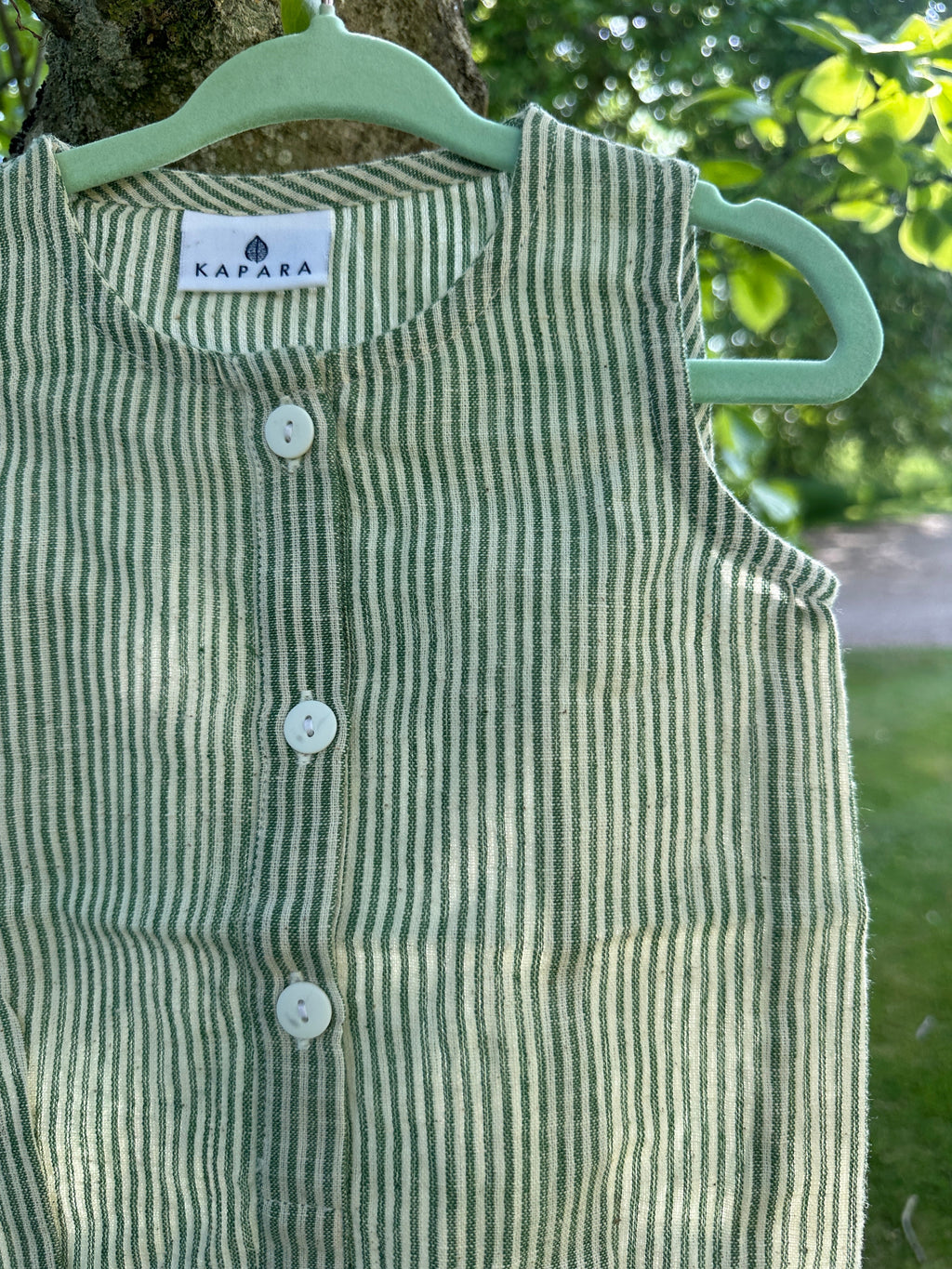 Green Stripe Cotton Romper