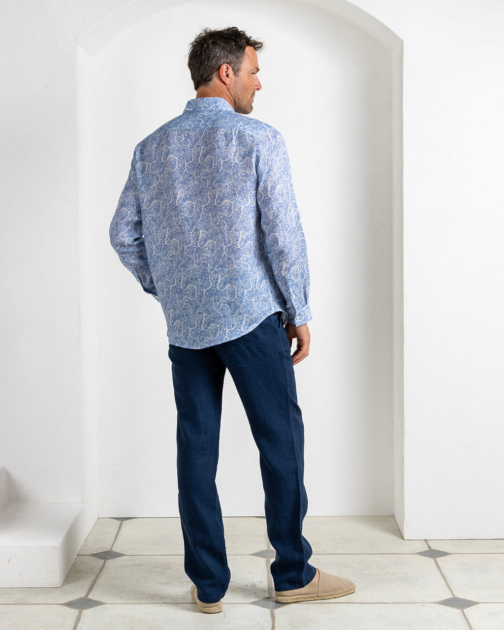 Mens Linen Shirt CORAL STONE