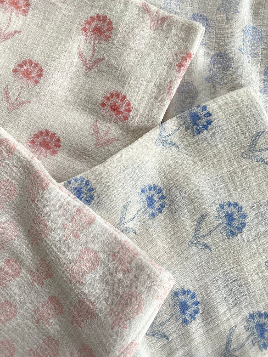 Blue Motif Organic Cotton Baby Swaddle