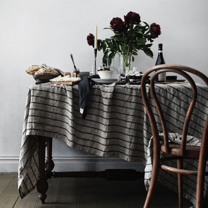 Linen Tablecloth Deep Charcoal Grey