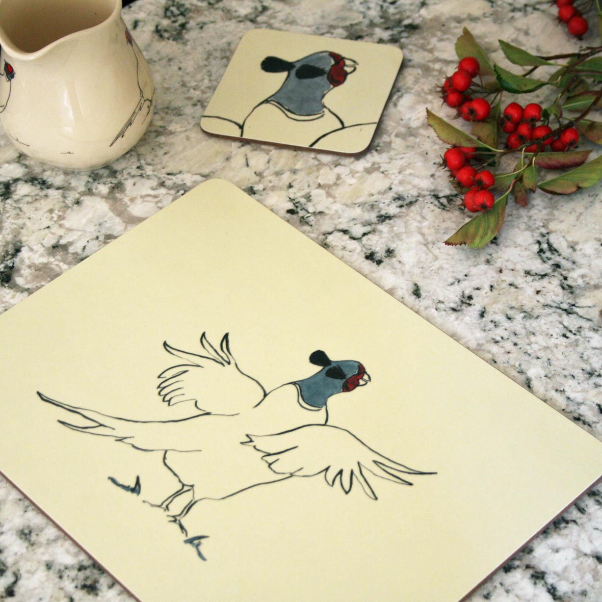 Pheasant Coasters set of four