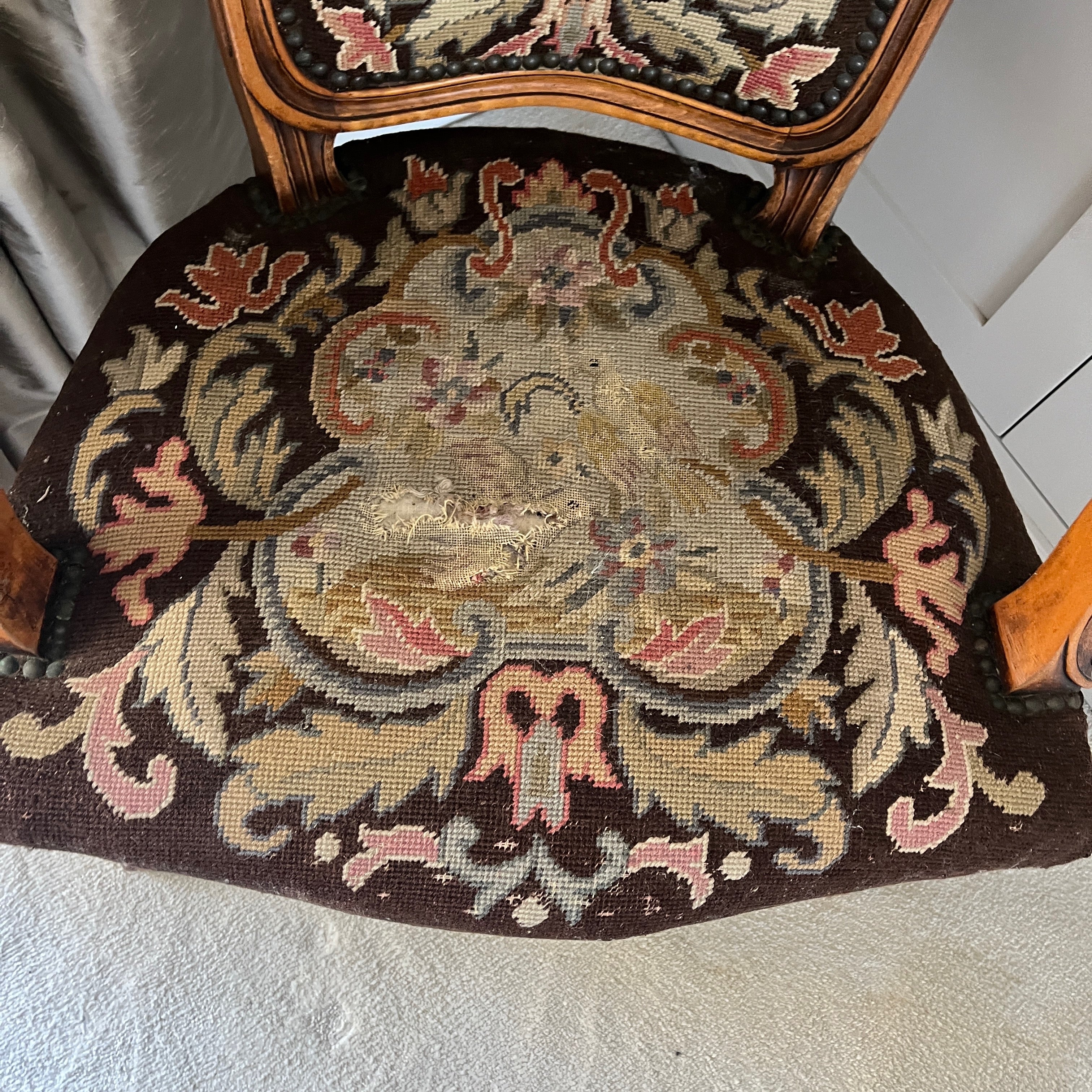 Antique French Tapestry Carver
