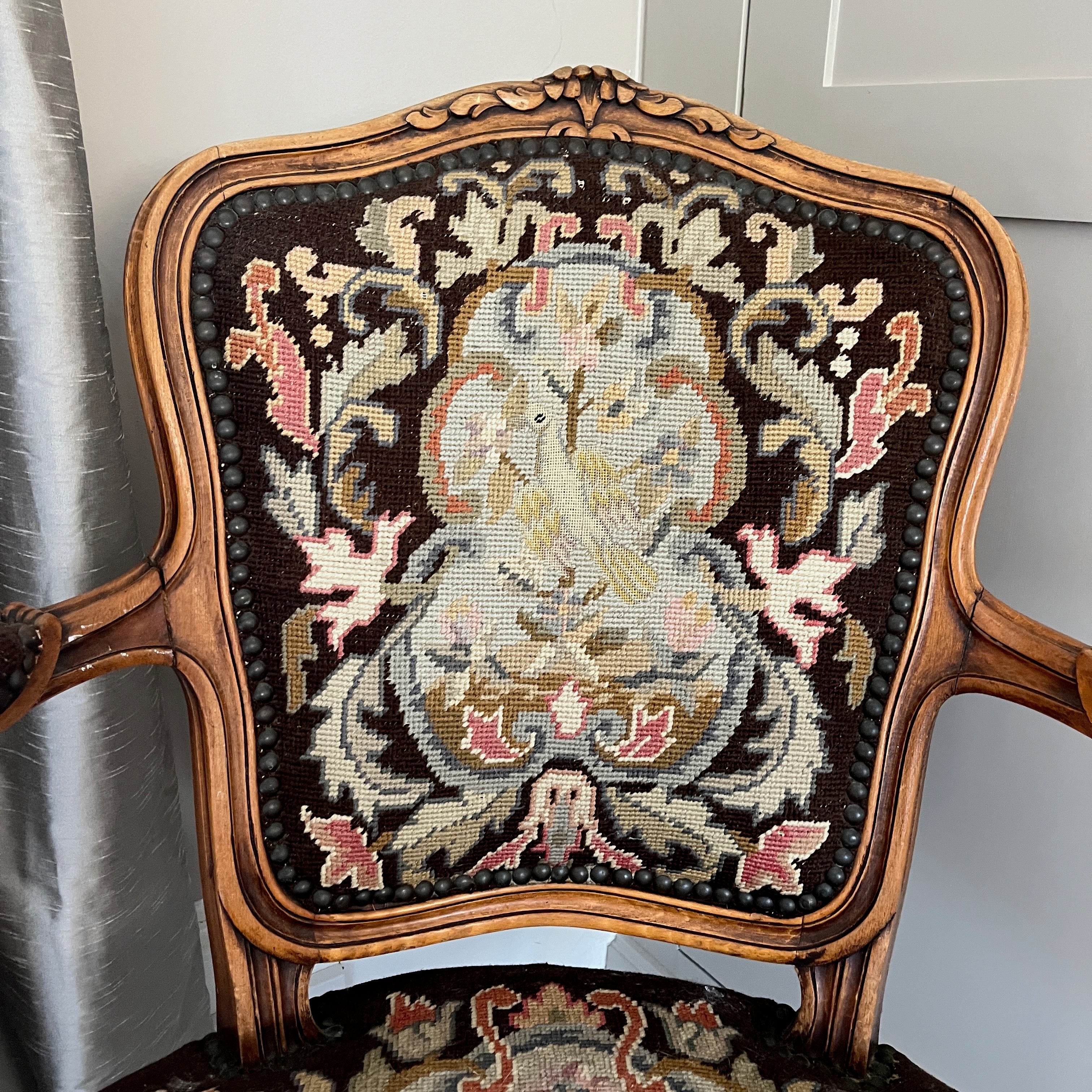 Antique French Tapestry Carver