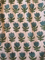 Blue lotus block print cotton maxi skirt