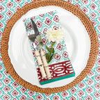 Herald green block print tablecloth