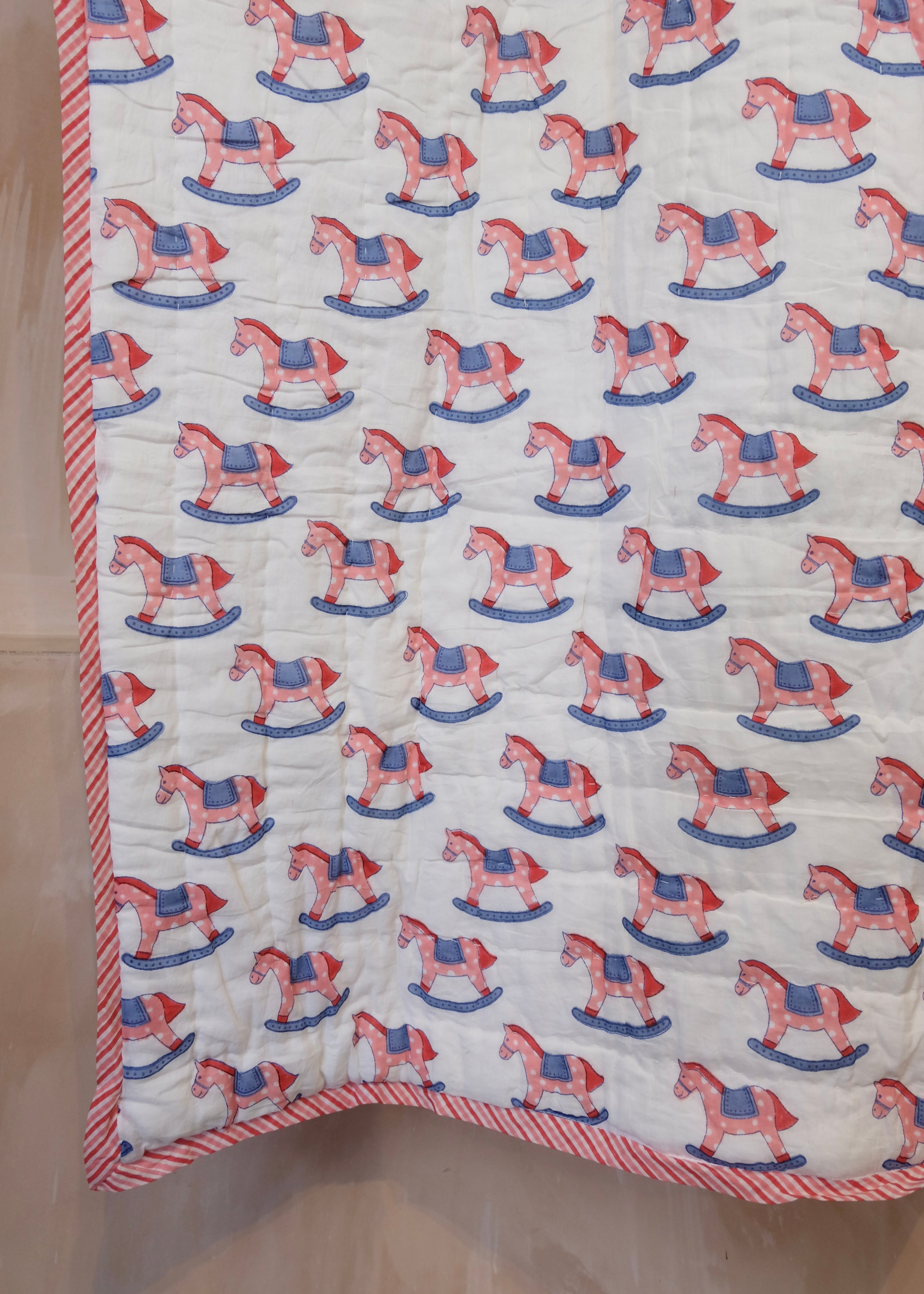 Large Rocking Horse Cot / Toddler Quilt