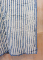 Organic Cotton Elephant Toddler Quilt – Blue Block Printed Reversible Cot Quilt