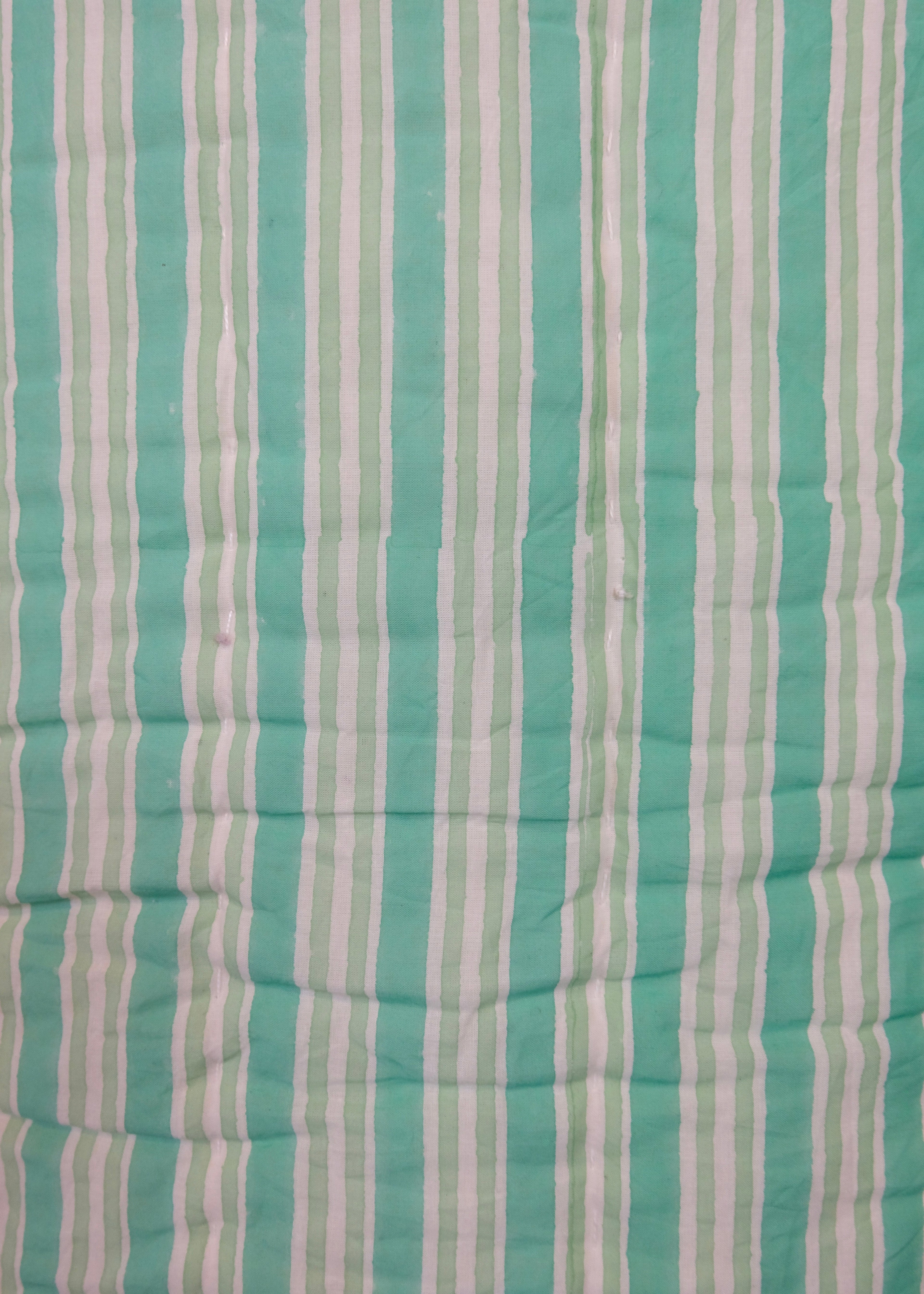 Organic Cotton Elephant Toddler Quilt – Green Block Printed Reversible Cot Quilt