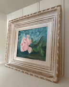 Vintage Pink Rose Oil Painting Orignal Framed Artwork