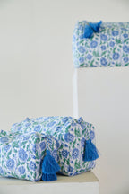 Blue Floral Organic Cotton Wash Bag