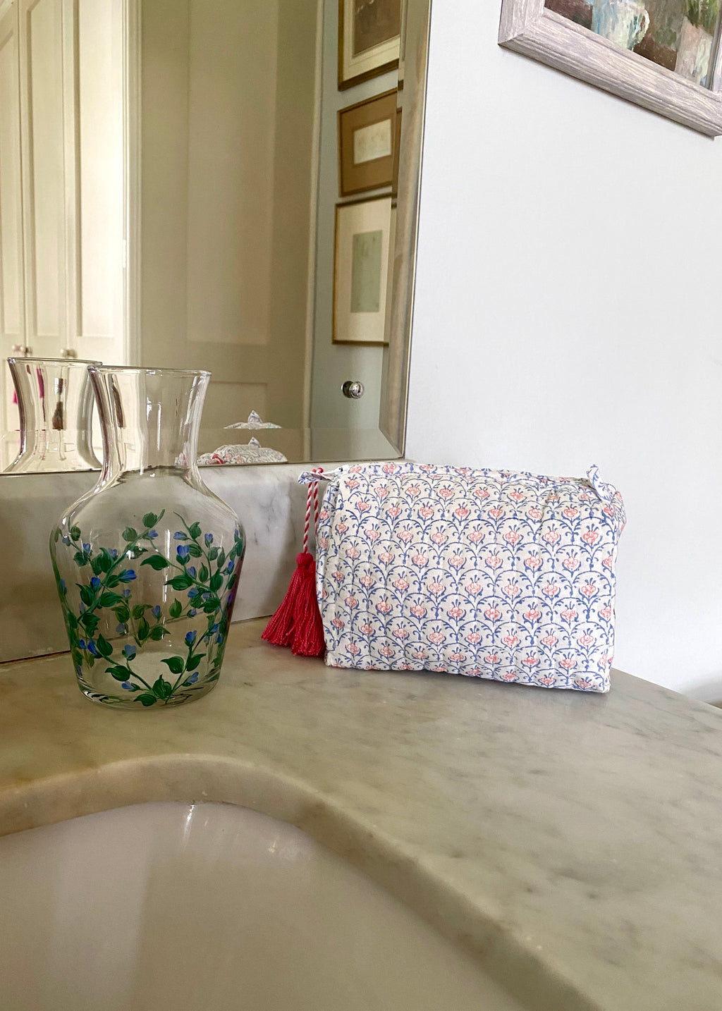Blue / Pink Organic Cotton Wash Bag