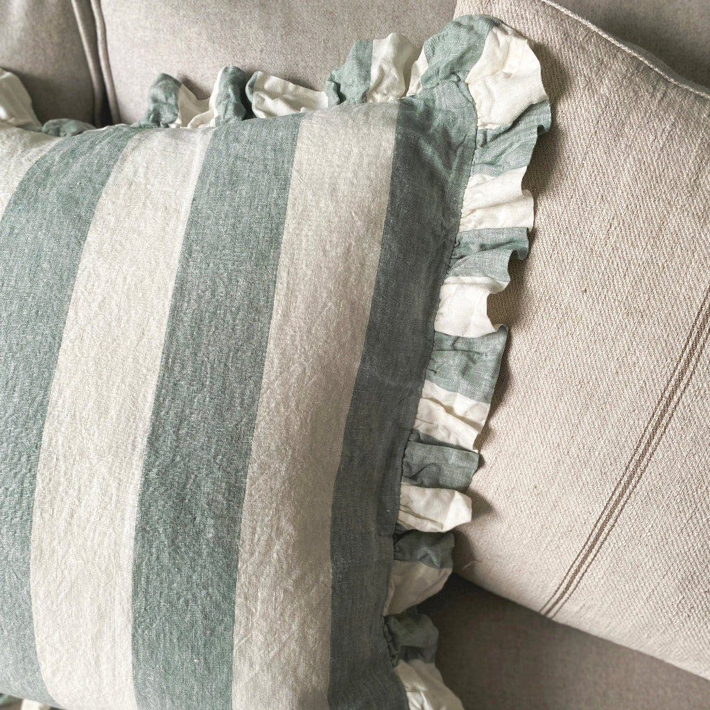 Whitby Stripe Cushion - Green