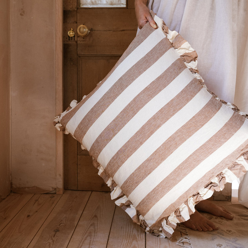 Whitby Stripe Cushion - Terracotta