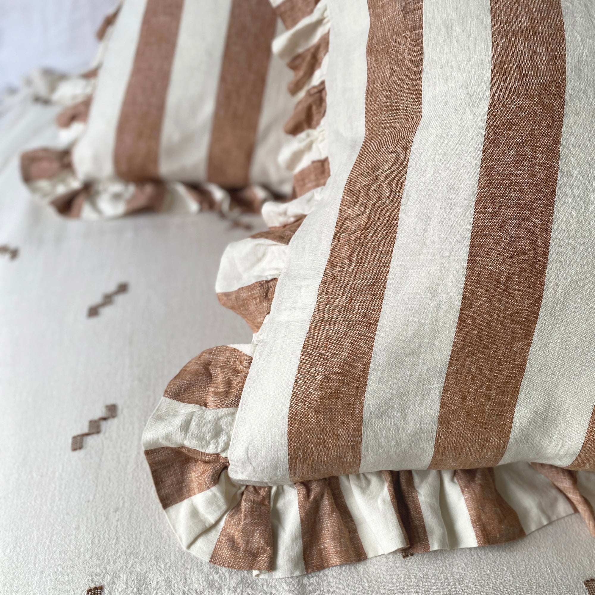 Whitby Stripe Cushion - Terracotta