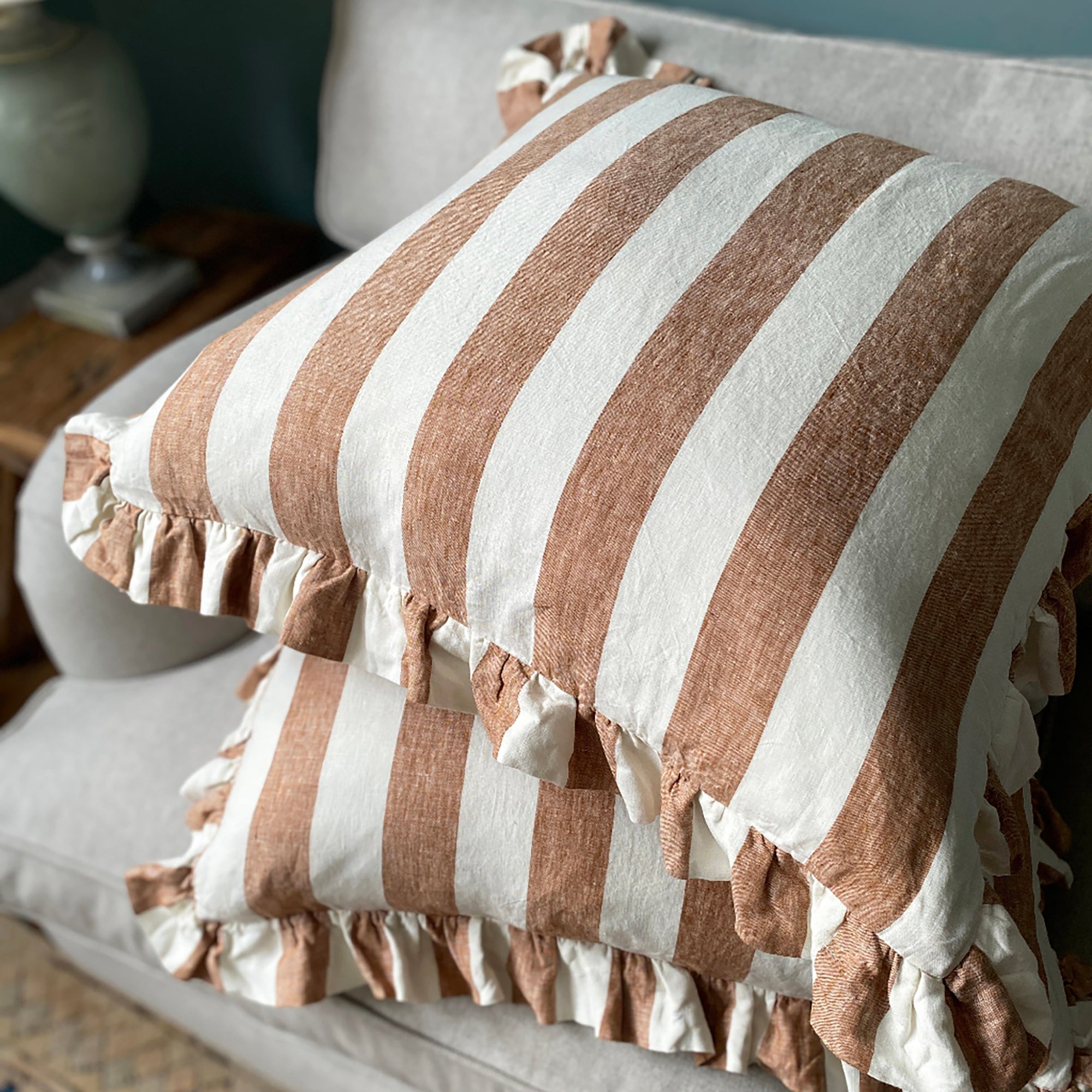 Whitby Stripe Cushion - Terracotta