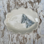 White porcelain scalloped edge trinket and soap dish
