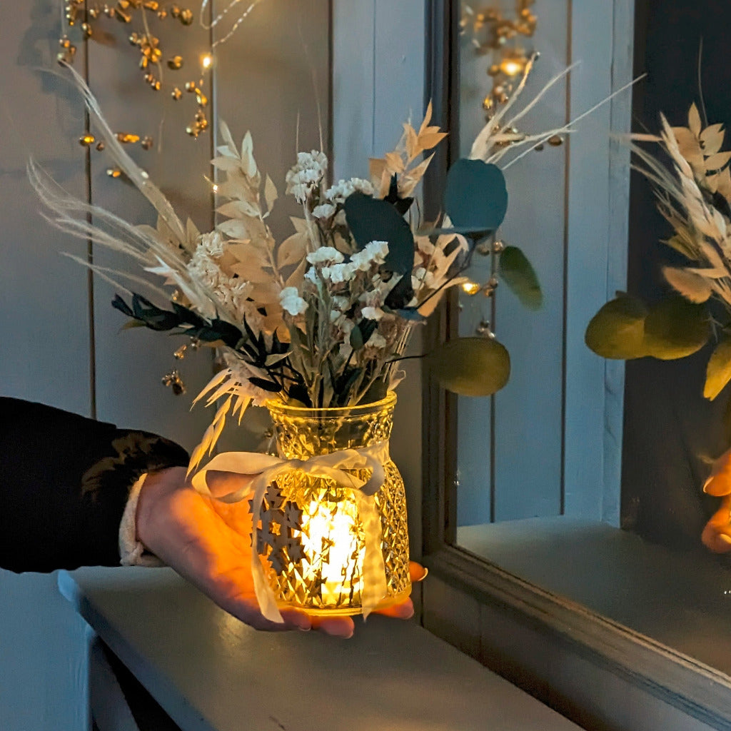Winter Dried Flowers With Eucalyptus Glow Vase