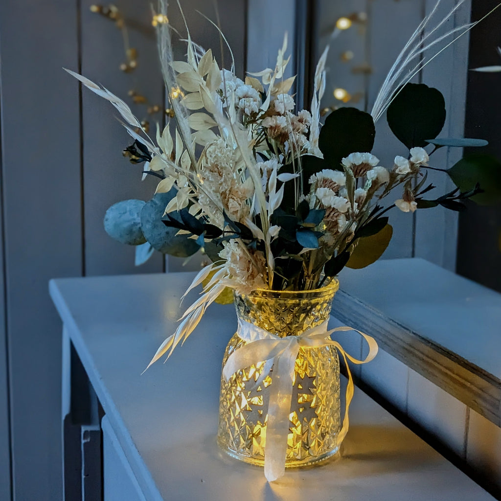 Winter Dried Flowers With Eucalyptus Glow Vase