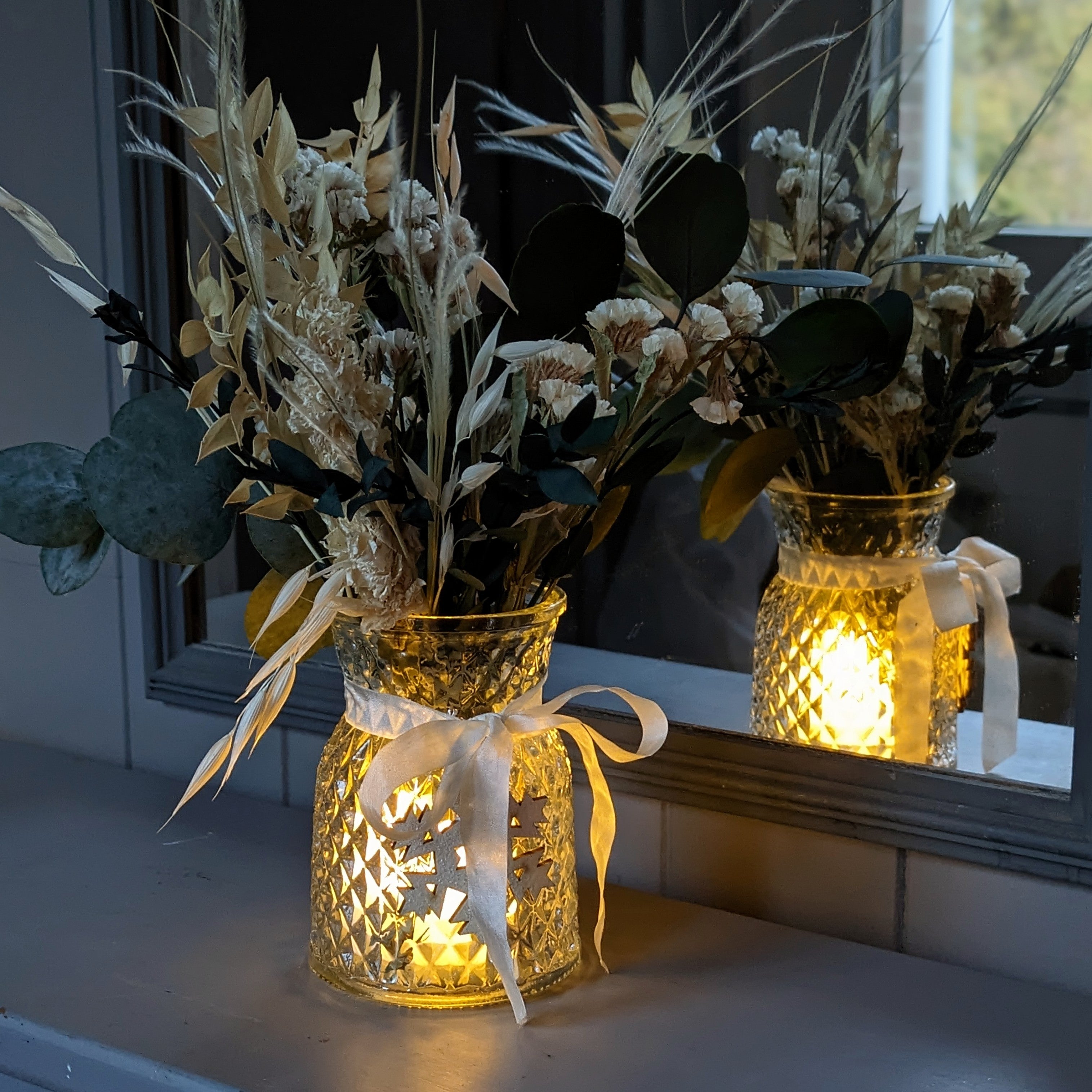 Winter Dried Flowers With Eucalyptus Glow Vase