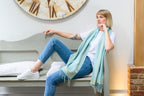 Mint Border Houndstooth Lambswool Scarf