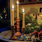 Wooden Set of 3 Chime Candleholders with Candles | Gift Set