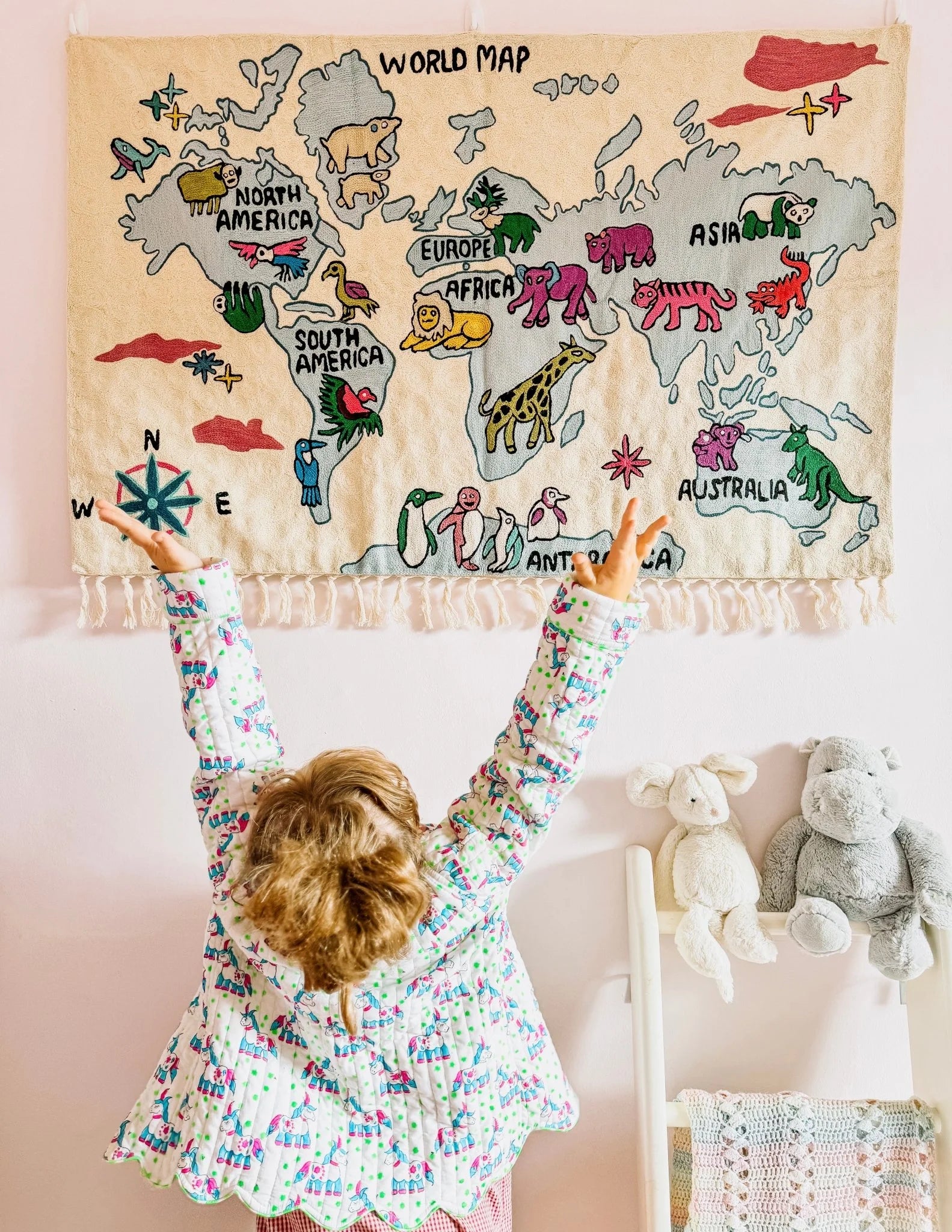 HAND-STITCHED KASHMIRI TAPESTRY | WORLD MAP