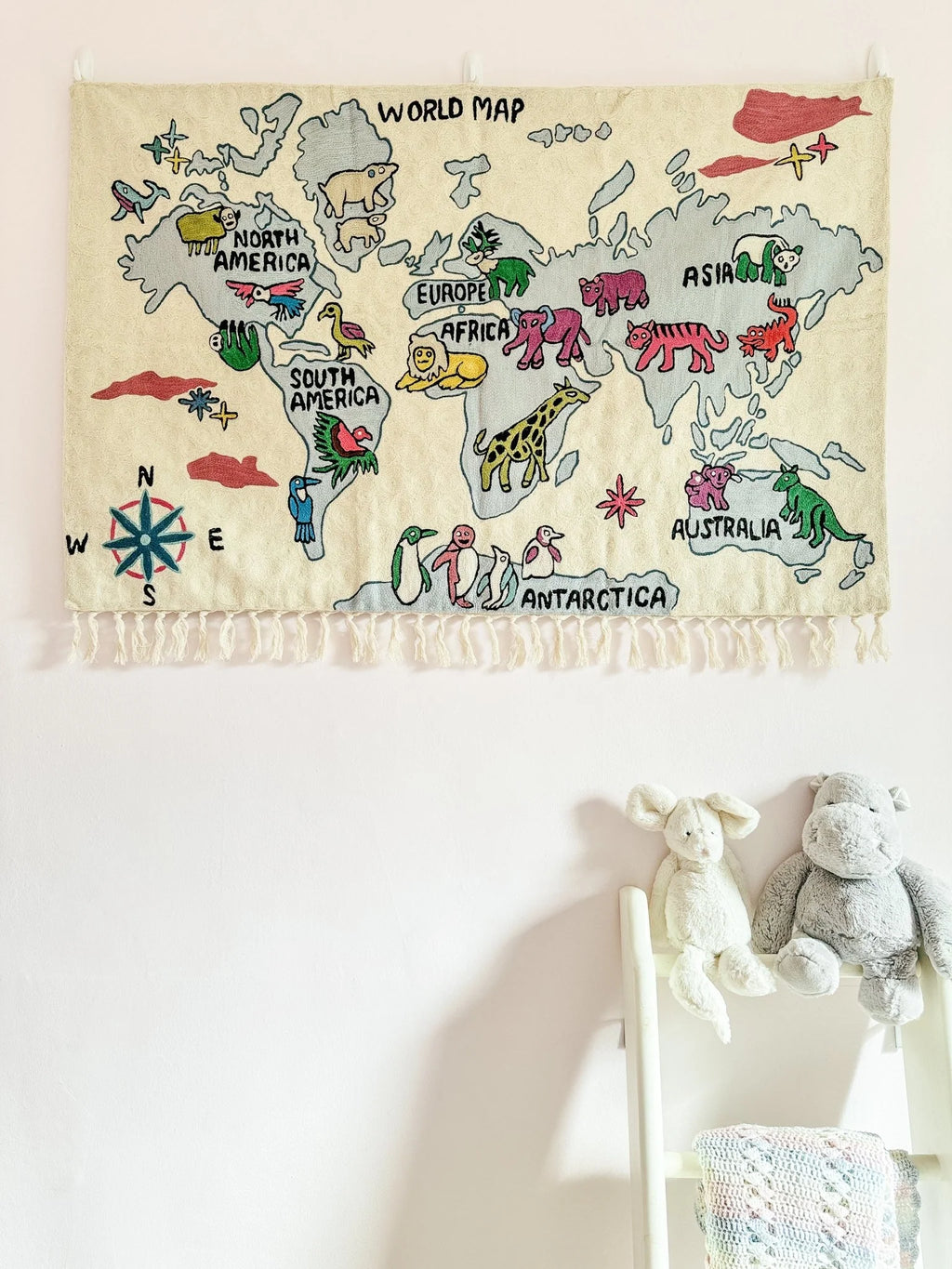 HAND-STITCHED KASHMIRI TAPESTRY | WORLD MAP