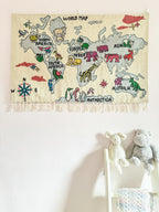 HAND-STITCHED KASHMIRI TAPESTRY | WORLD MAP