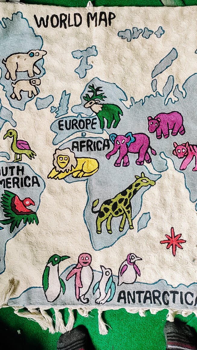 HAND-STITCHED KASHMIRI TAPESTRY | WORLD MAP