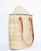 Hammamet Tote Bag | Camel Leather Straps - Green