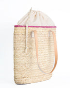 Hammamet Tote Bag | White Leather Straps - Pink