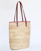 Hammamet Tote Bag | Camel Leather Straps - Red